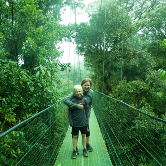 Wendy and Kieran on the suspension bridge at Monteverde Cloud Forest